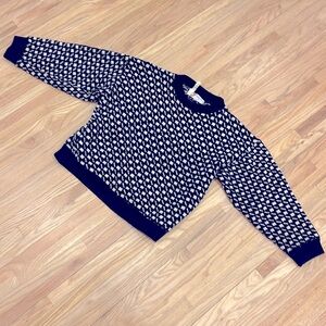 Bergens Norwegian vintage size S navy and white wool blend sweater